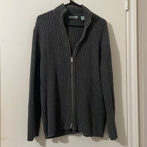 Marsh Landing ll Gray Ribbed Knit 2 Zip Cardigan Size 1X
